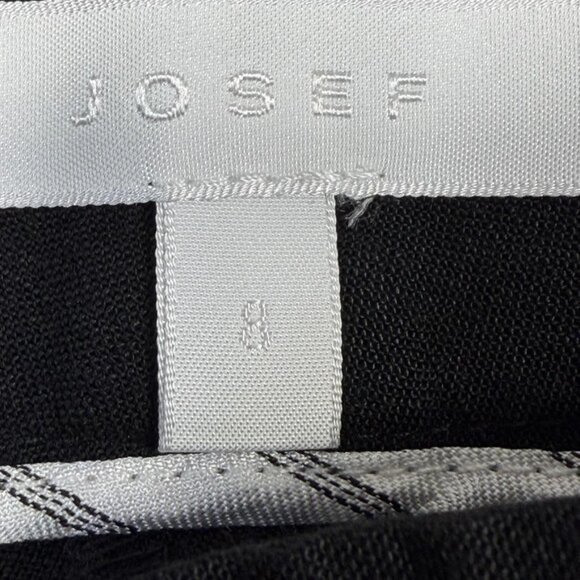 Josef Pants Womens 8 Black Linen Viscose Wide Leg Cuffed Hem Dress Trousers - Picture 4 of 11